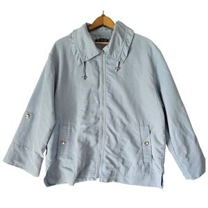 Evelyn & Arthur Womens XL Blue Lightweight Full Zip‎ Jacket Collared